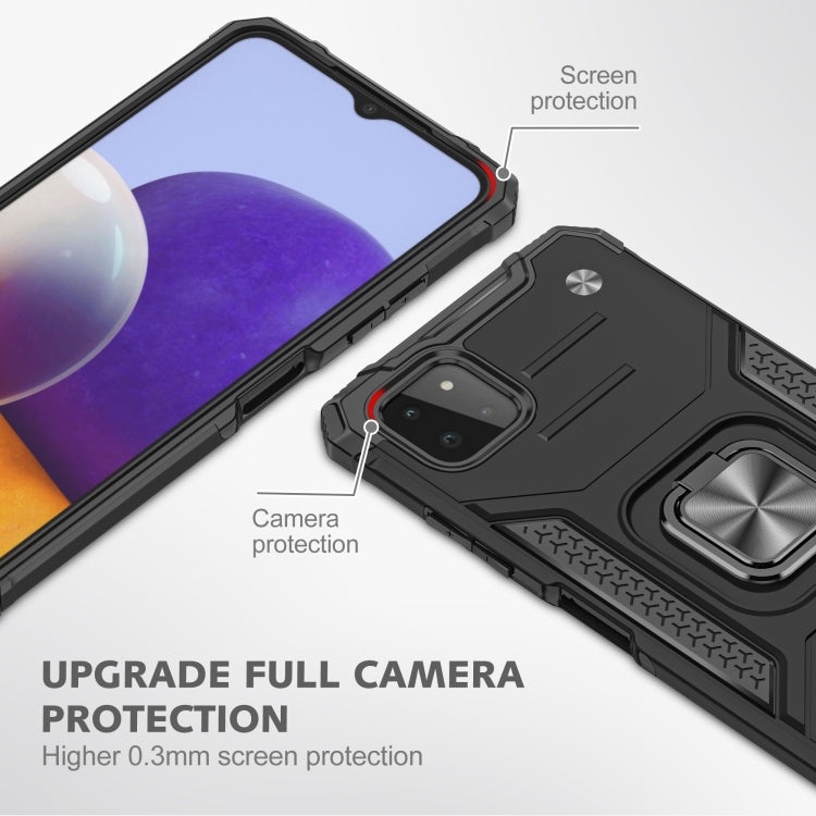 For Samsung Galaxy A22 5G Magnetic Armor Shockproof TPU + PC Phone Case with Metal Ring Holder