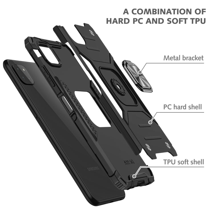 For Samsung Galaxy A22 5G Magnetic Armor Shockproof TPU + PC Phone Case with Metal Ring Holder