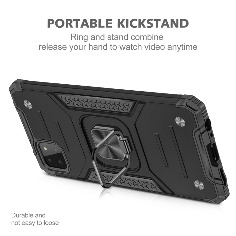 For Samsung Galaxy A22 5G Magnetic Armor Shockproof TPU + PC Phone Case with Metal Ring Holder