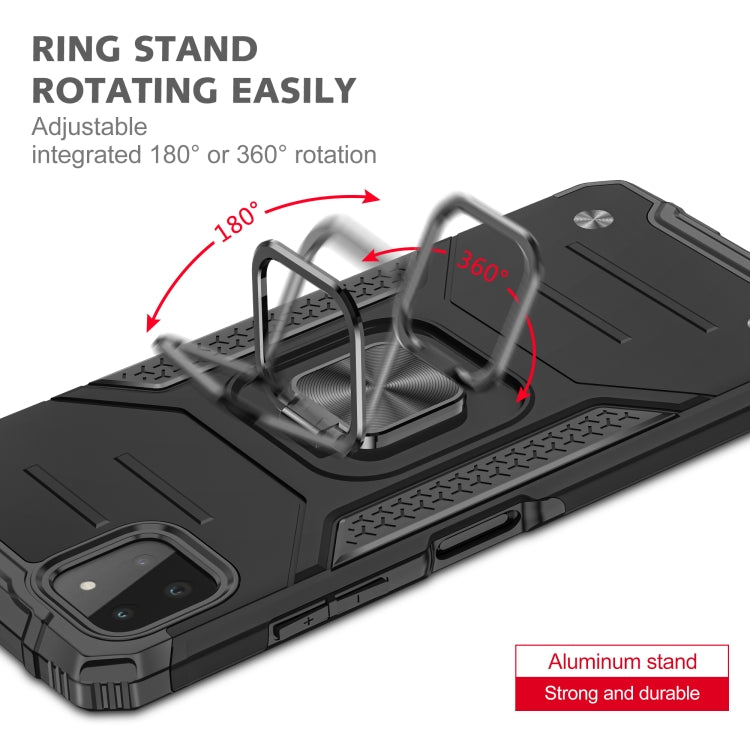 For Samsung Galaxy A22 5G Magnetic Armor Shockproof TPU + PC Phone Case with Metal Ring Holder
