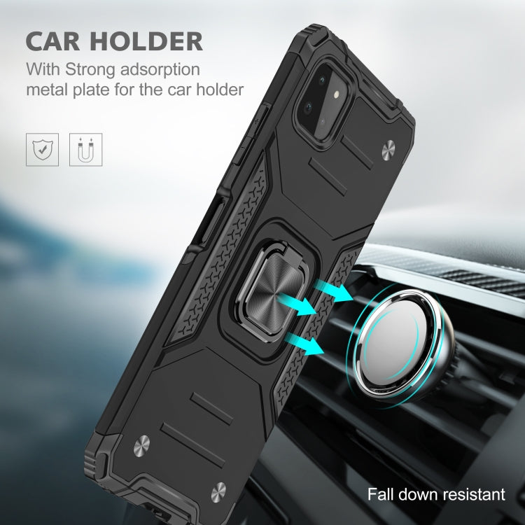 For Samsung Galaxy A22 5G Magnetic Armor Shockproof TPU + PC Phone Case with Metal Ring Holder