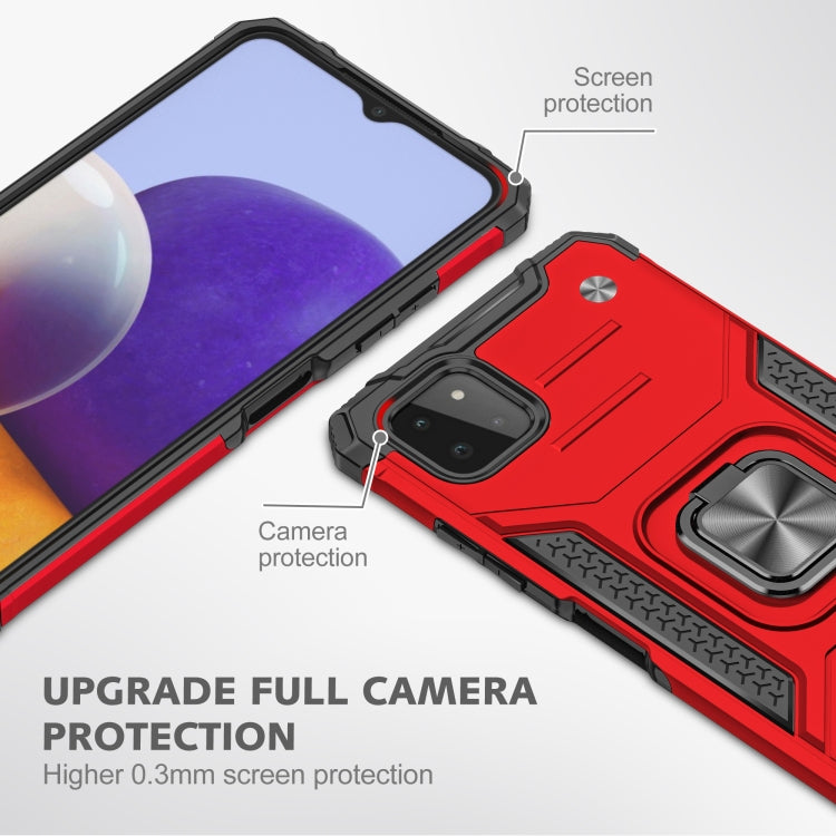 For Samsung Galaxy A22 5G Magnetic Armor Shockproof TPU + PC Phone Case with Metal Ring Holder