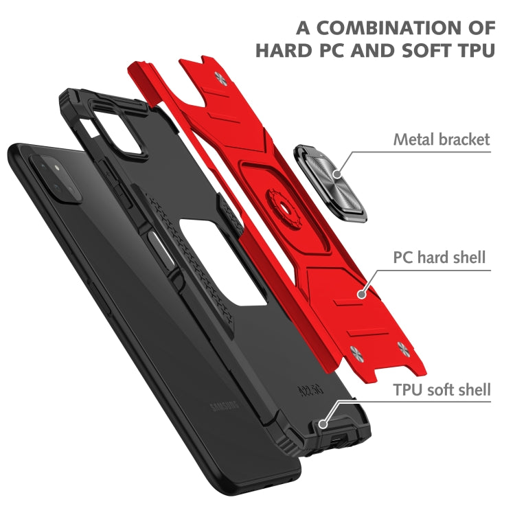 For Samsung Galaxy A22 5G Magnetic Armor Shockproof TPU + PC Phone Case with Metal Ring Holder