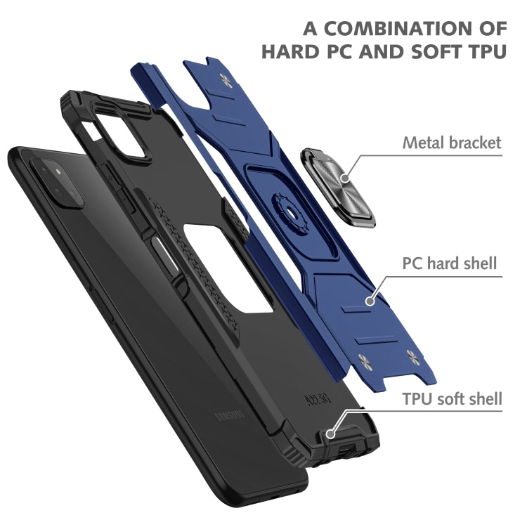 For Samsung Galaxy A22 5G Magnetic Armor Shockproof TPU + PC Phone Case with Metal Ring Holder