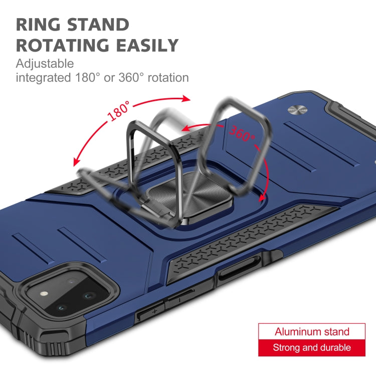 For Samsung Galaxy A22 5G Magnetic Armor Shockproof TPU + PC Phone Case with Metal Ring Holder