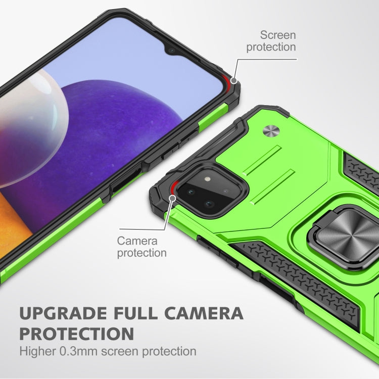 For Samsung Galaxy A22 5G Magnetic Armor Shockproof TPU + PC Phone Case with Metal Ring Holder