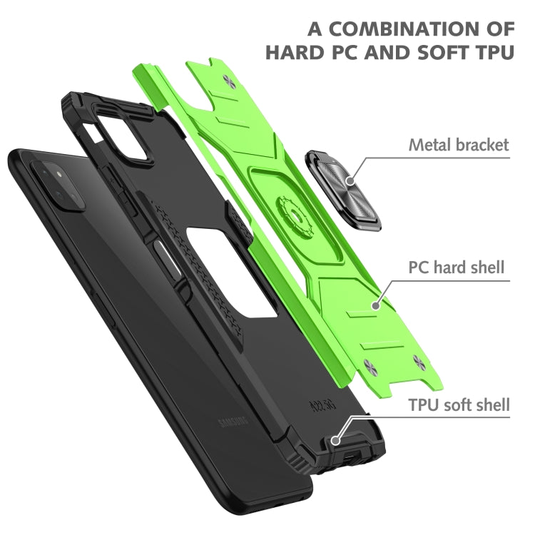 For Samsung Galaxy A22 5G Magnetic Armor Shockproof TPU + PC Phone Case with Metal Ring Holder