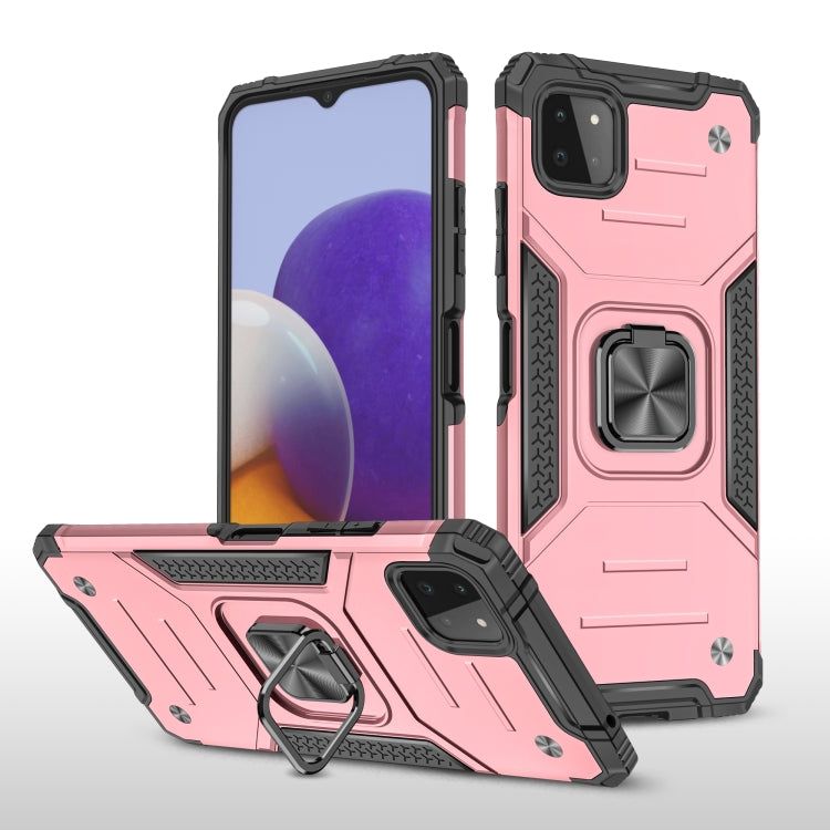 For Samsung Galaxy A22 5G Magnetic Armor Shockproof TPU + PC Phone Case with Metal Ring Holder