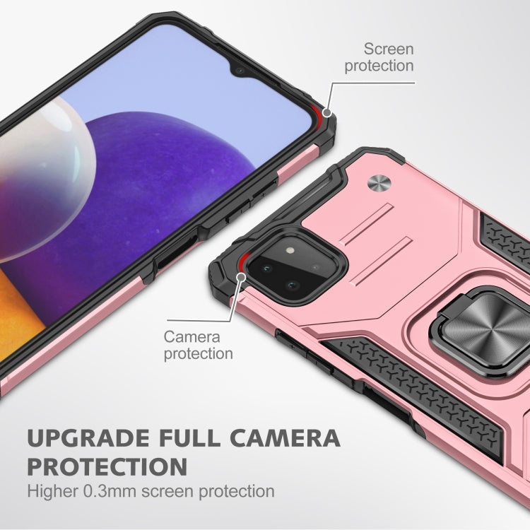 For Samsung Galaxy A22 5G Magnetic Armor Shockproof TPU + PC Phone Case with Metal Ring Holder