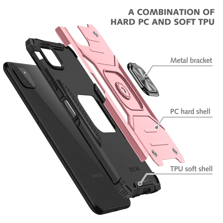 For Samsung Galaxy A22 5G Magnetic Armor Shockproof TPU + PC Phone Case with Metal Ring Holder