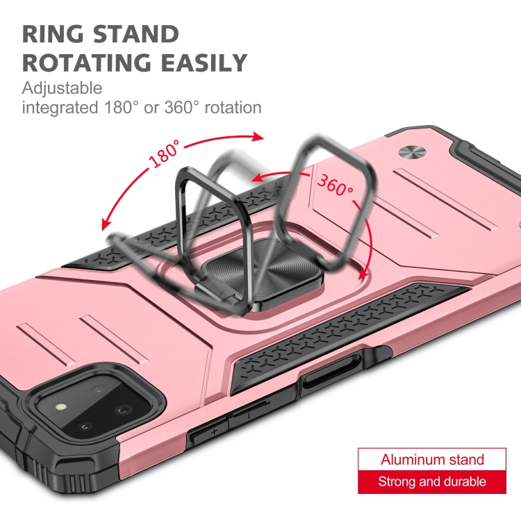 For Samsung Galaxy A22 5G Magnetic Armor Shockproof TPU + PC Phone Case with Metal Ring Holder