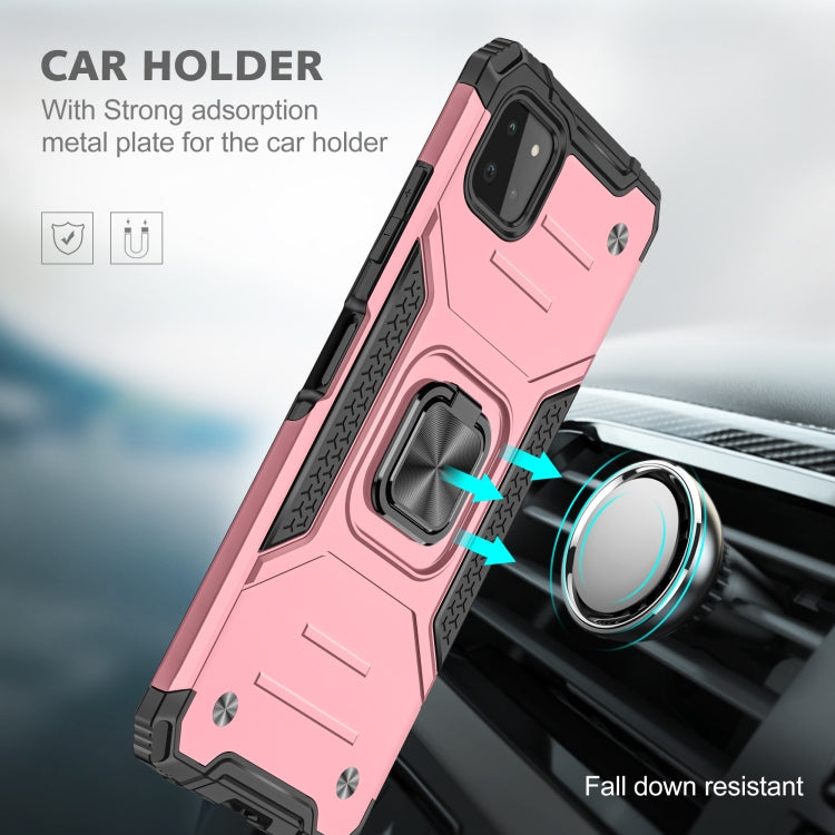 For Samsung Galaxy A22 5G Magnetic Armor Shockproof TPU + PC Phone Case with Metal Ring Holder