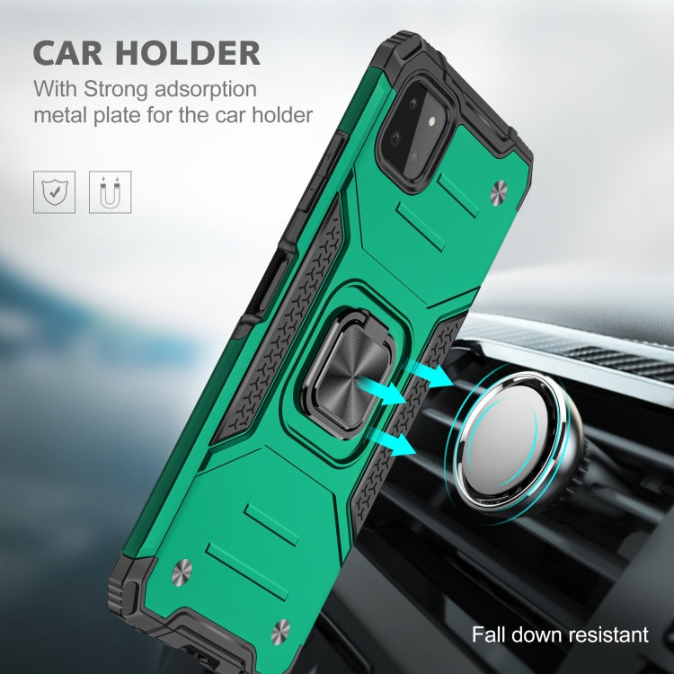 For Samsung Galaxy A22 5G Magnetic Armor Shockproof TPU + PC Phone Case with Metal Ring Holder