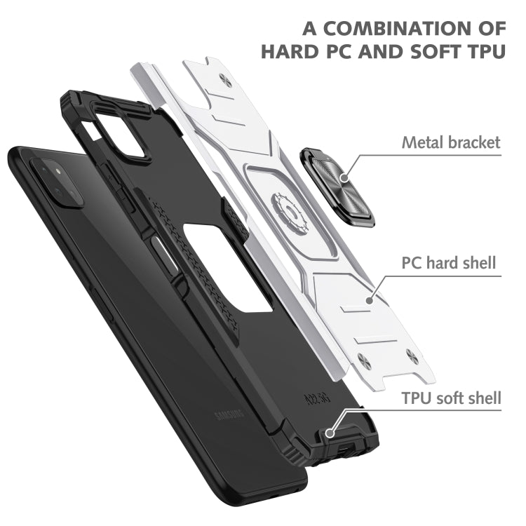 For Samsung Galaxy A22 5G Magnetic Armor Shockproof TPU + PC Phone Case with Metal Ring Holder