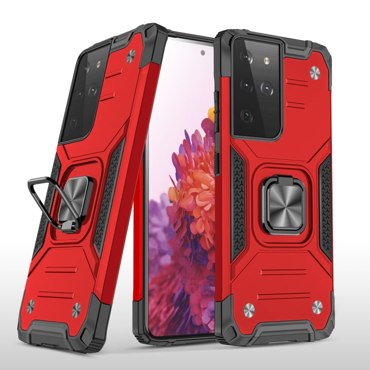For Samsung Galaxy S21 FE 5G Magnetic Armor Shockproof TPU + PC Phone Case with Metal Ring Holder