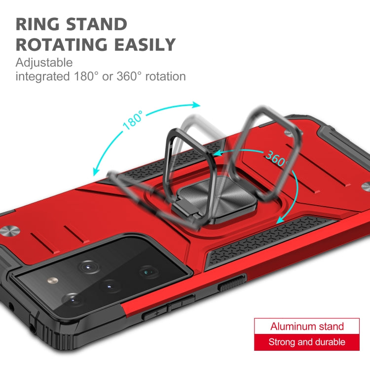For Samsung Galaxy S21 FE 5G Magnetic Armor Shockproof TPU + PC Phone Case with Metal Ring Holder
