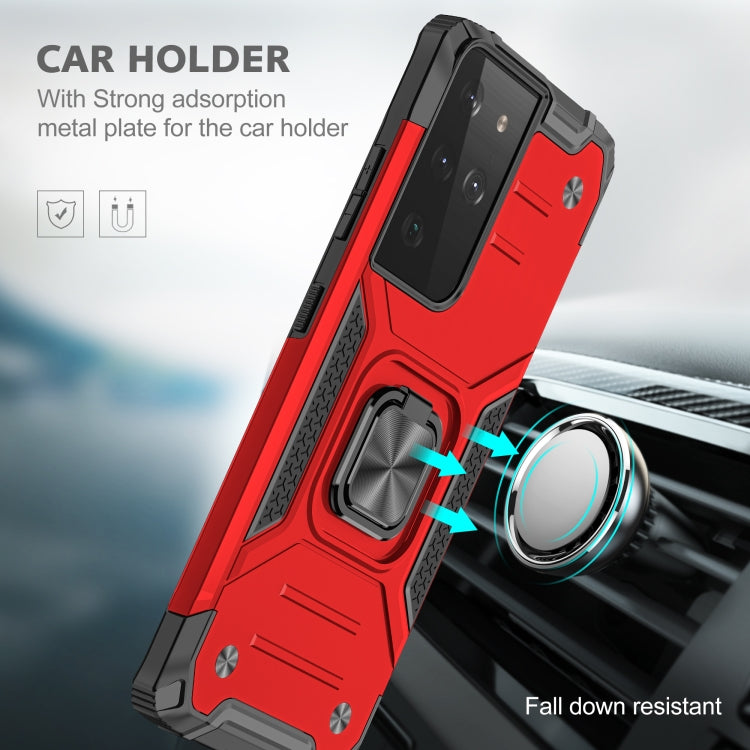 For Samsung Galaxy S21 FE 5G Magnetic Armor Shockproof TPU + PC Phone Case with Metal Ring Holder