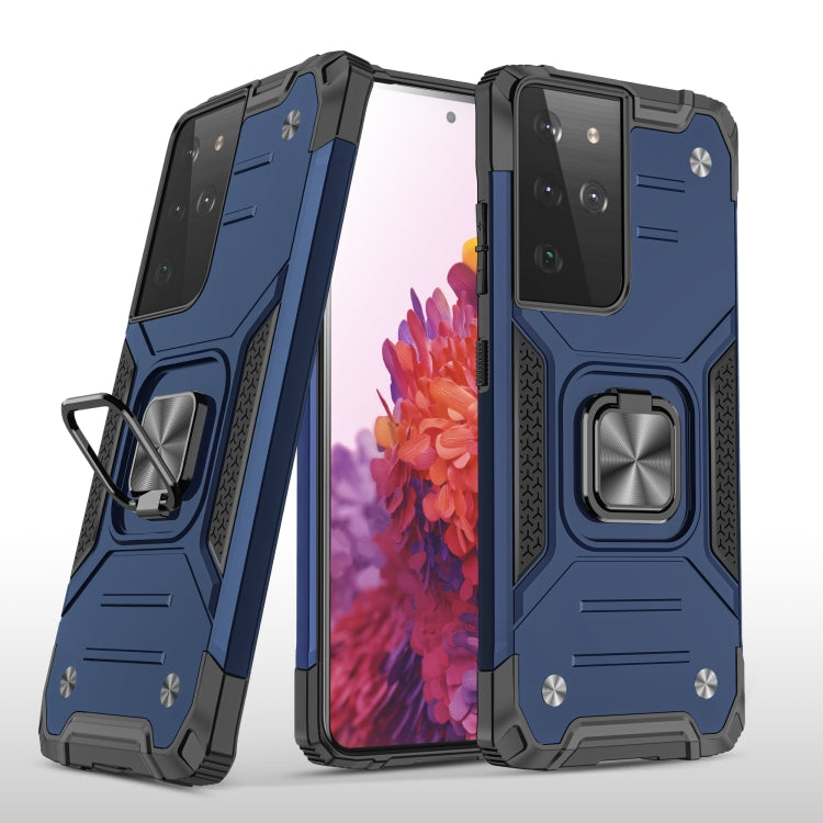 For Samsung Galaxy S21 FE 5G Magnetic Armor Shockproof TPU + PC Phone Case with Metal Ring Holder