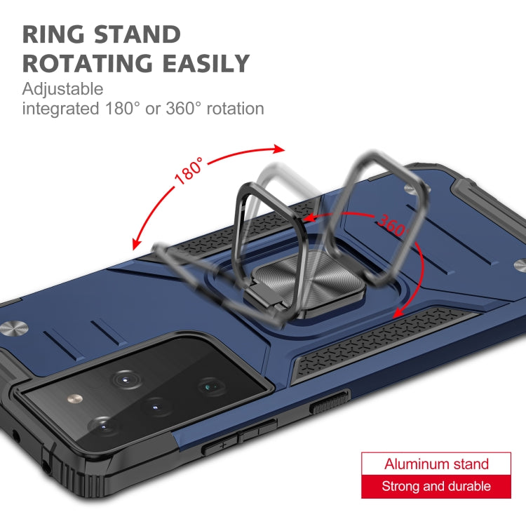 For Samsung Galaxy S21 FE 5G Magnetic Armor Shockproof TPU + PC Phone Case with Metal Ring Holder