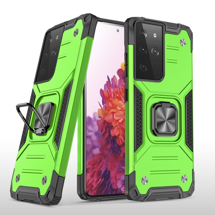 For Samsung Galaxy S21 FE 5G Magnetic Armor Shockproof TPU + PC Phone Case with Metal Ring Holder