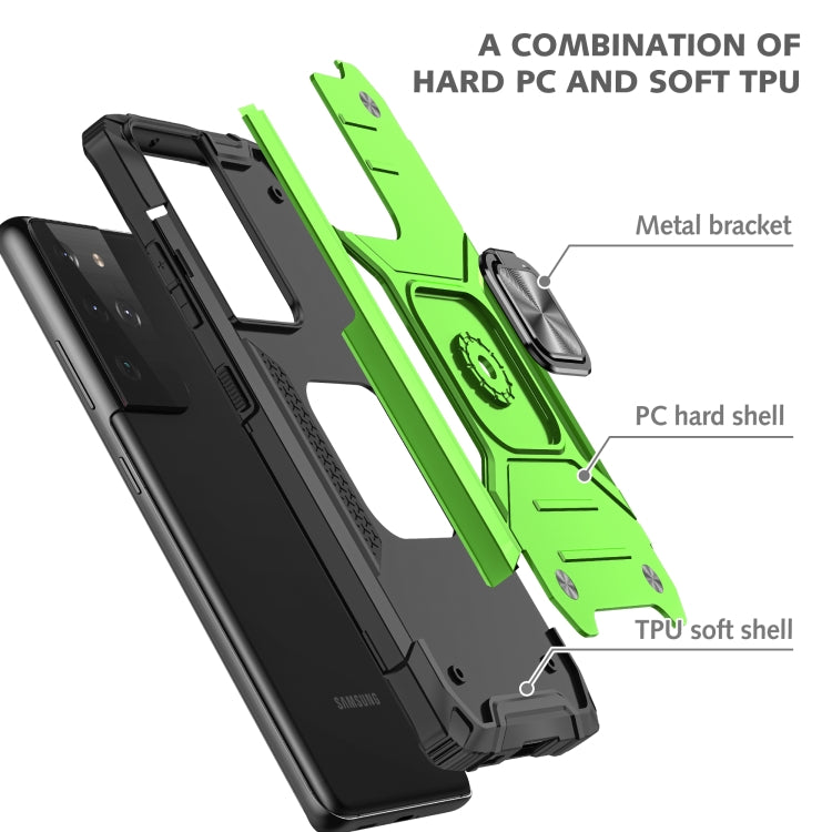 For Samsung Galaxy S21 FE 5G Magnetic Armor Shockproof TPU + PC Phone Case with Metal Ring Holder