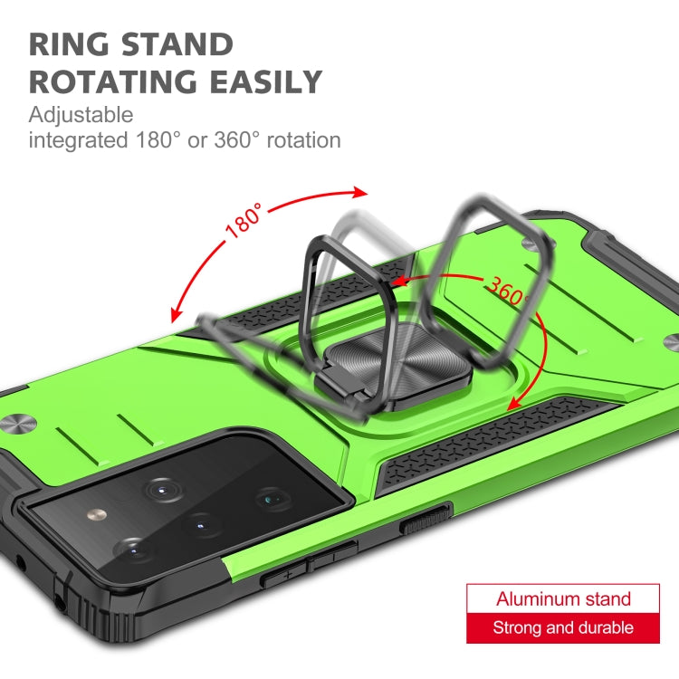For Samsung Galaxy S21 FE 5G Magnetic Armor Shockproof TPU + PC Phone Case with Metal Ring Holder