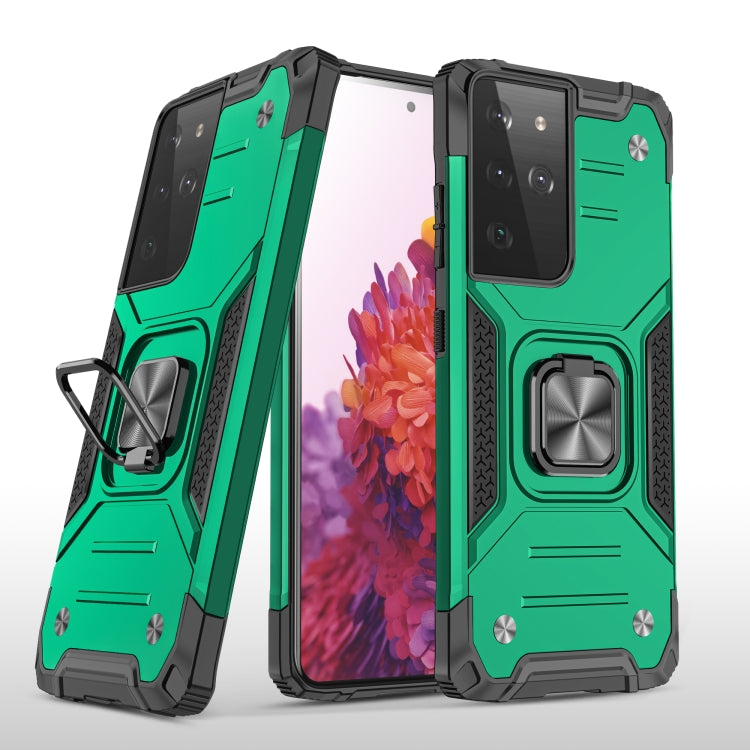 For Samsung Galaxy S21 FE 5G Magnetic Armor Shockproof TPU + PC Phone Case with Metal Ring Holder