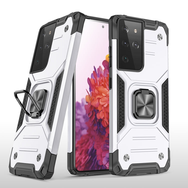 For Samsung Galaxy S21 FE 5G Magnetic Armor Shockproof TPU + PC Phone Case with Metal Ring Holder