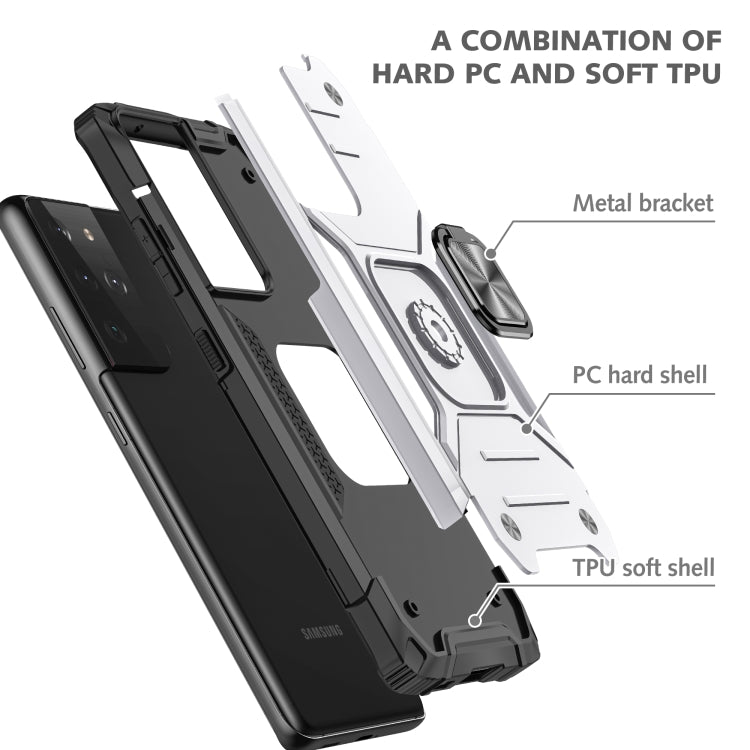 For Samsung Galaxy S21 FE 5G Magnetic Armor Shockproof TPU + PC Phone Case with Metal Ring Holder