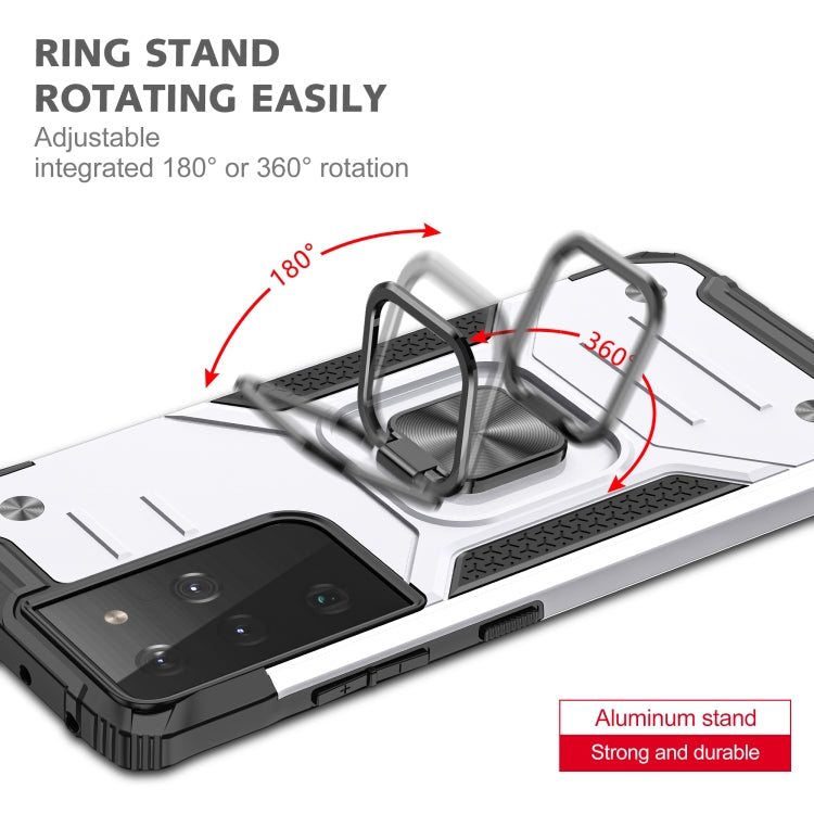 For Samsung Galaxy S21 FE 5G Magnetic Armor Shockproof TPU + PC Phone Case with Metal Ring Holder