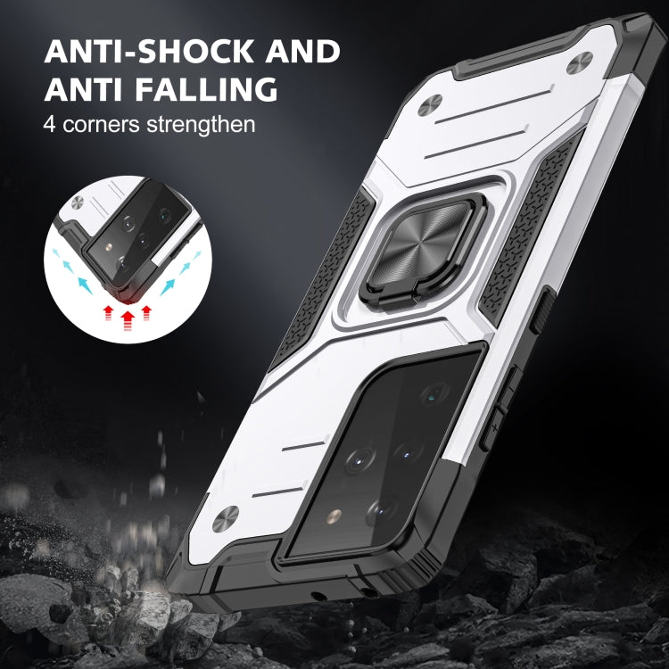 For Samsung Galaxy S21 FE 5G Magnetic Armor Shockproof TPU + PC Phone Case with Metal Ring Holder