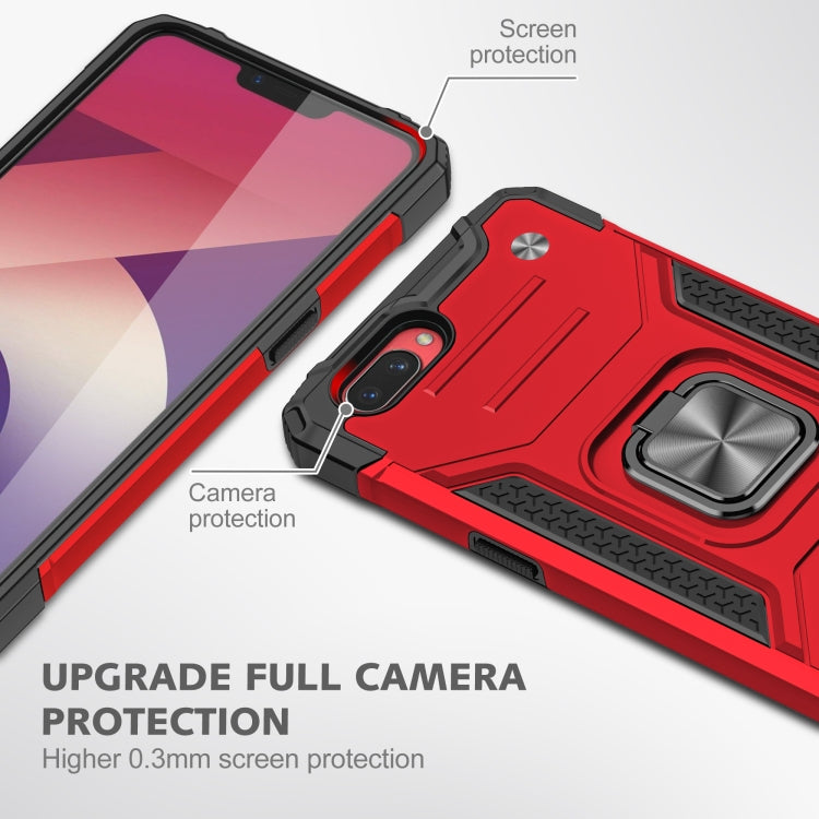 For OPPO A3s Magnetic Armor Shockproof TPU + PC Phone Case with Metal Ring Holder