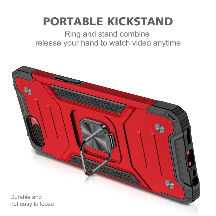 For OPPO A3s Magnetic Armor Shockproof TPU + PC Phone Case with Metal Ring Holder