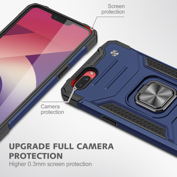 For OPPO A3s Magnetic Armor Shockproof TPU + PC Phone Case with Metal Ring Holder