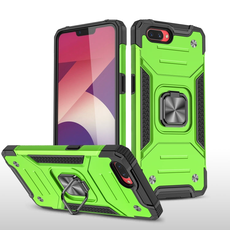 For OPPO A3s Magnetic Armor Shockproof TPU + PC Phone Case with Metal Ring Holder