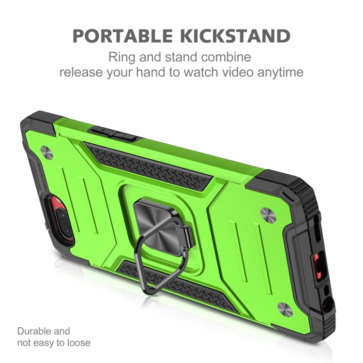 For OPPO A3s Magnetic Armor Shockproof TPU + PC Phone Case with Metal Ring Holder