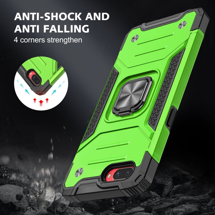 For OPPO A3s Magnetic Armor Shockproof TPU + PC Phone Case with Metal Ring Holder