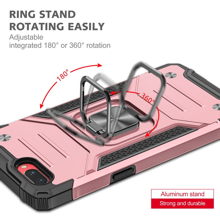 For OPPO A3s Magnetic Armor Shockproof TPU + PC Phone Case with Metal Ring Holder