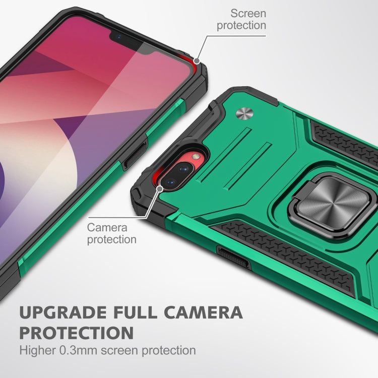 For OPPO A3s Magnetic Armor Shockproof TPU + PC Phone Case with Metal Ring Holder