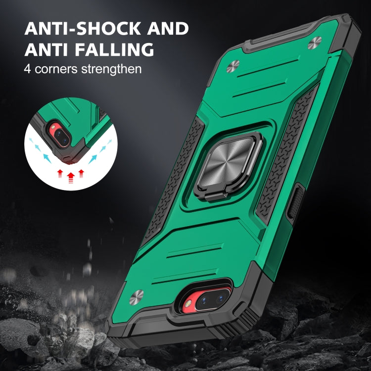 For OPPO A3s Magnetic Armor Shockproof TPU + PC Phone Case with Metal Ring Holder