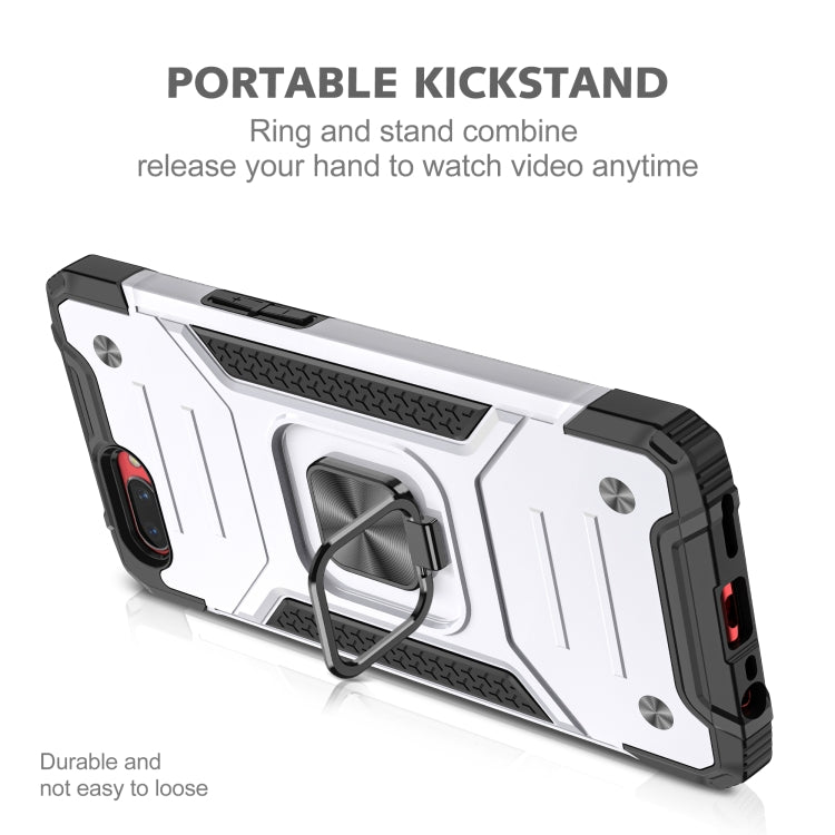 For OPPO A3s Magnetic Armor Shockproof TPU + PC Phone Case with Metal Ring Holder