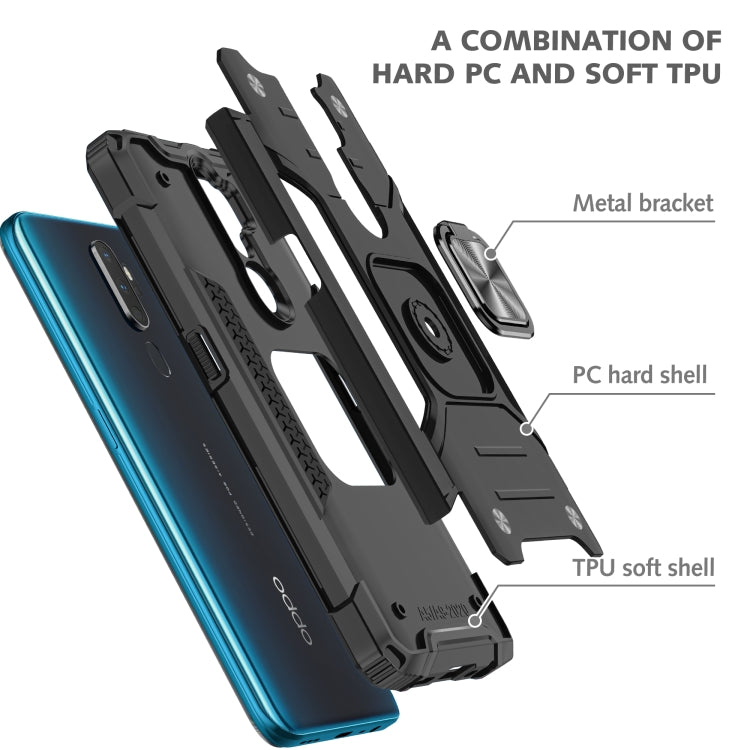 For OPPO A5 & A9 Magnetic Armor Shockproof TPU + PC Phone Case with Metal Ring Holder