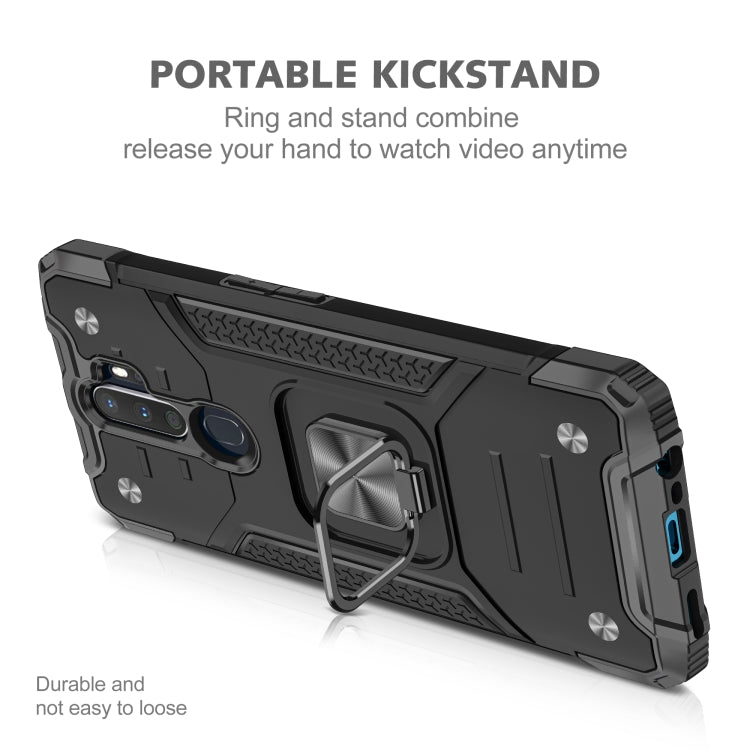 For OPPO A5 & A9 Magnetic Armor Shockproof TPU + PC Phone Case with Metal Ring Holder