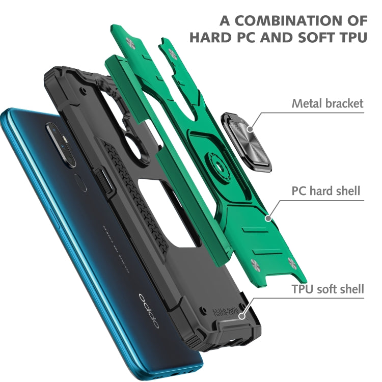 For OPPO A5 & A9 Magnetic Armor Shockproof TPU + PC Phone Case with Metal Ring Holder