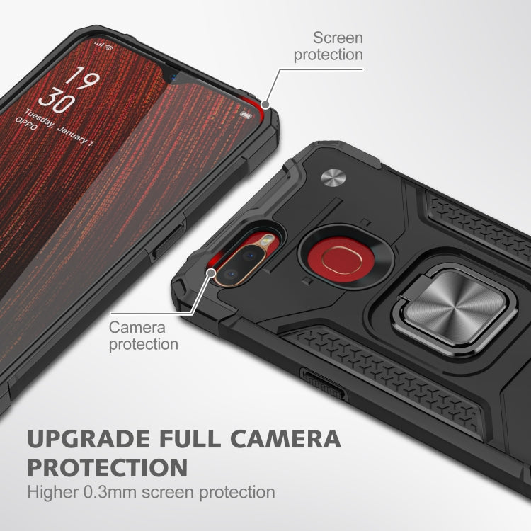 For OPPO A5s & A7 Magnetic Armor Shockproof TPU + PC Phone Case with Metal Ring Holder