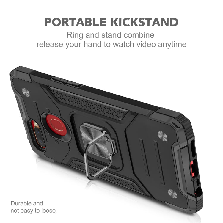 For OPPO A5s & A7 Magnetic Armor Shockproof TPU + PC Phone Case with Metal Ring Holder