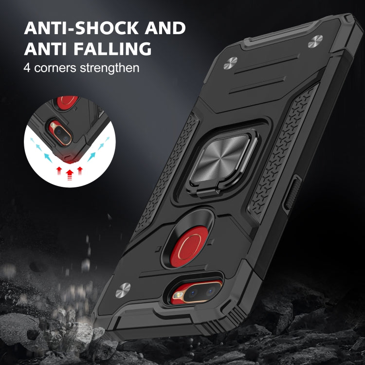 For OPPO A5s & A7 Magnetic Armor Shockproof TPU + PC Phone Case with Metal Ring Holder