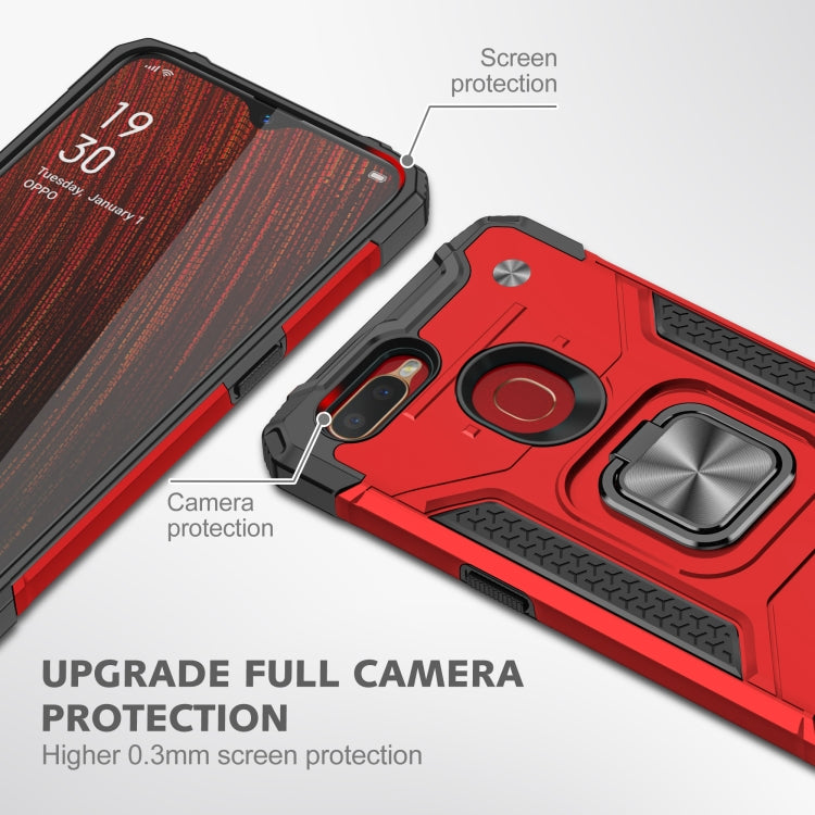 For OPPO A5s & A7 Magnetic Armor Shockproof TPU + PC Phone Case with Metal Ring Holder