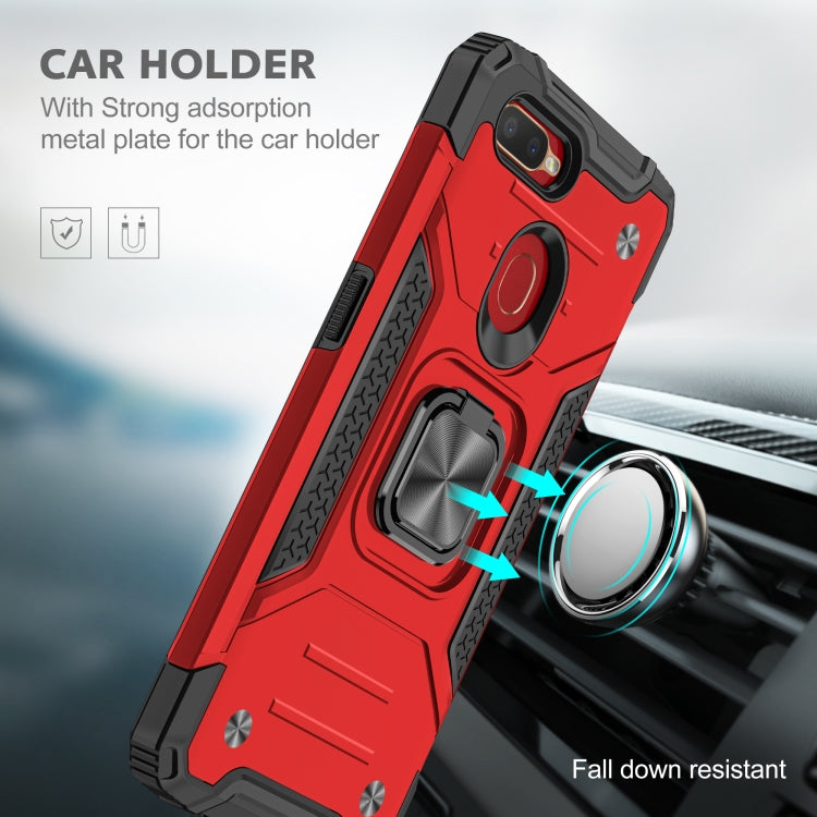 For OPPO A5s & A7 Magnetic Armor Shockproof TPU + PC Phone Case with Metal Ring Holder