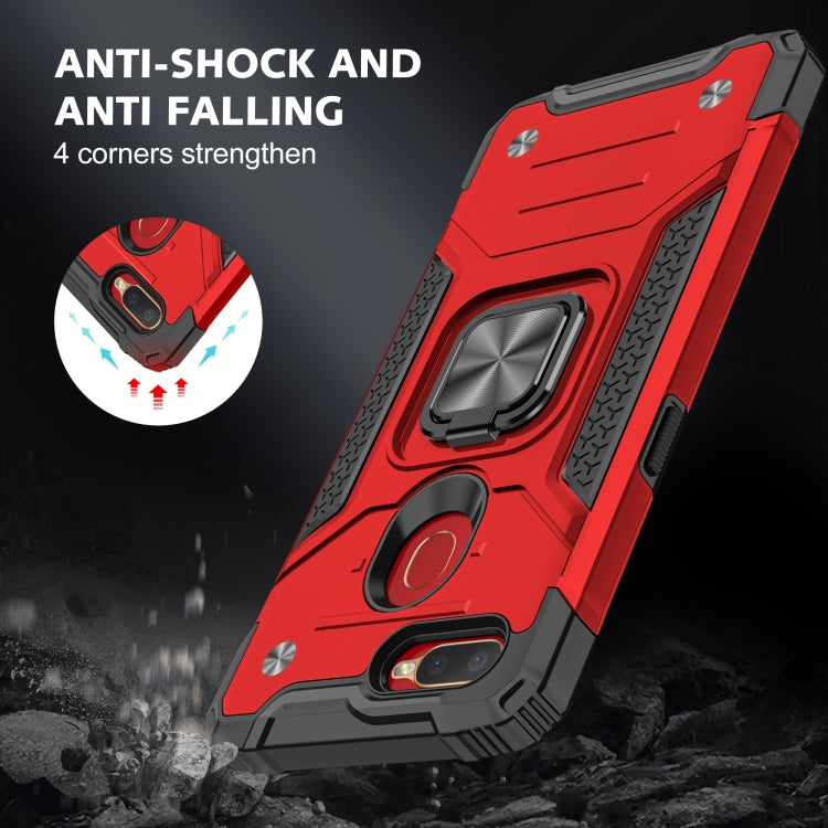 For OPPO A5s & A7 Magnetic Armor Shockproof TPU + PC Phone Case with Metal Ring Holder